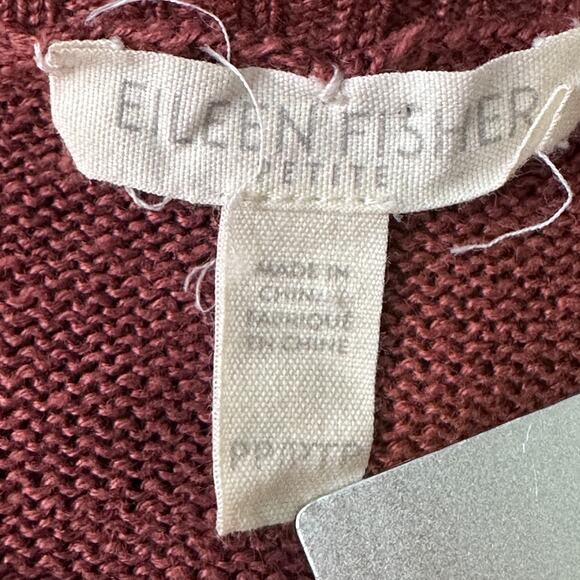 Eileen Fisher Sweater Women’s PP Petites Organic Linen Crew Neck Brown Pullover - Picture 6 of 10